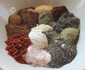 Savory Chicken Spice Rub showing all the different spices