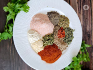 Prime Rib Rub all the seasonings on a plate