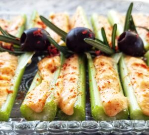 Wine Cheese Spread on celery sticks