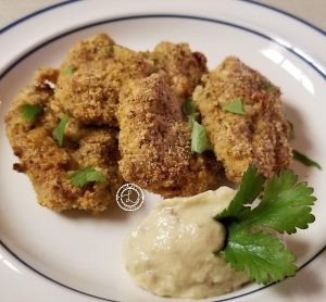 Yacon Mustard with Gluten-Free Chicken Fingers.