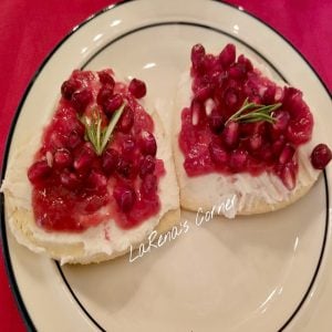 Frosted Sugar cookies, with cranberry sauce and Pomegranate