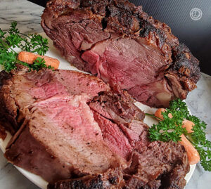 Prime Rib Minus the Bones with a slab of roast and whole roast