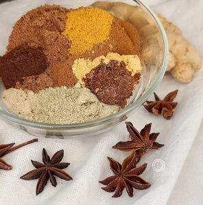 All the spices inside a bowl