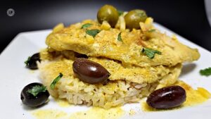 Gluten-Free Chicken Tagine on a white plate