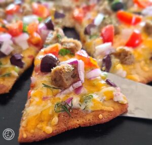 Gluten-Free Greek Meatball Pizza