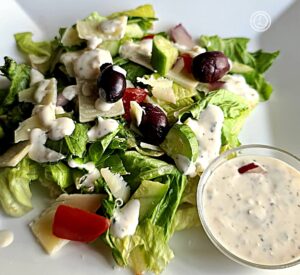Dressing on a salad