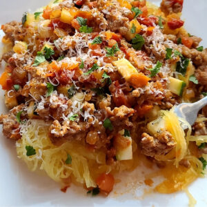 Gluten-Free Moroccan Spaghetti on a plate