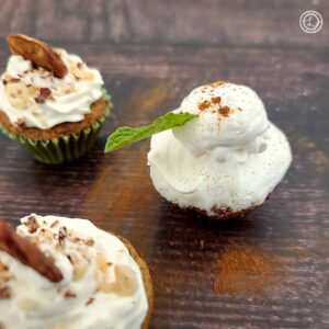 Cinnamon Whipped Cream On top of mini cupcakes