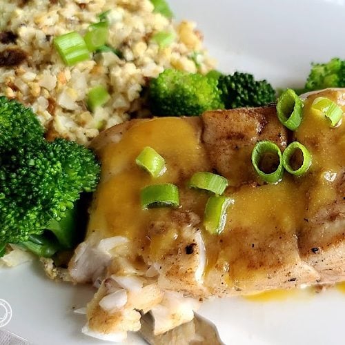 Baked Halibut OrangeGinger Reduction Recipe tender with a glaze