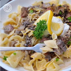 Close up of Gluten-Free Classic Beef Stroganoff