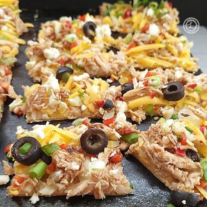 Gluten-Free BBQ Chicken Pizza a close up of slices on a platter