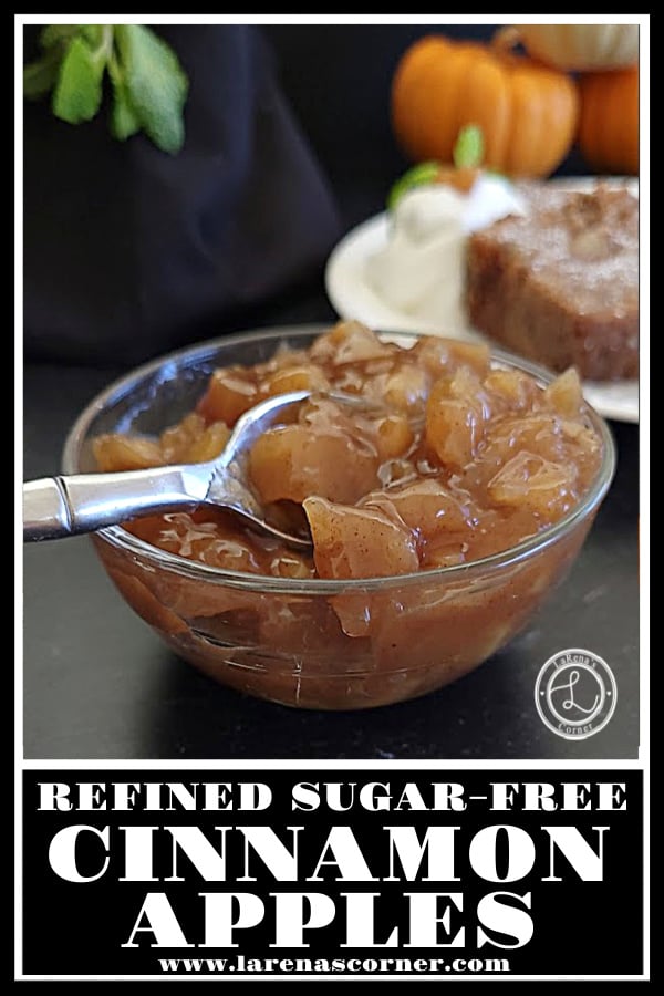 Refined Sugar=Free Cinnamon Apples Recipe Refined Sugar-Free Cinnamon Apples a bowl of apples with a spoon in it.