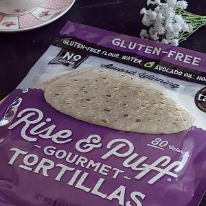 A package of Gluten-Free Rise and Puff Tortillas.